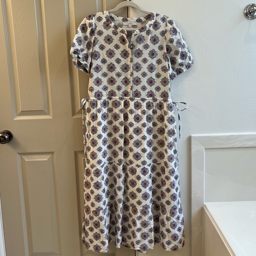 LOFT | Floral Button-Up Midi Dress